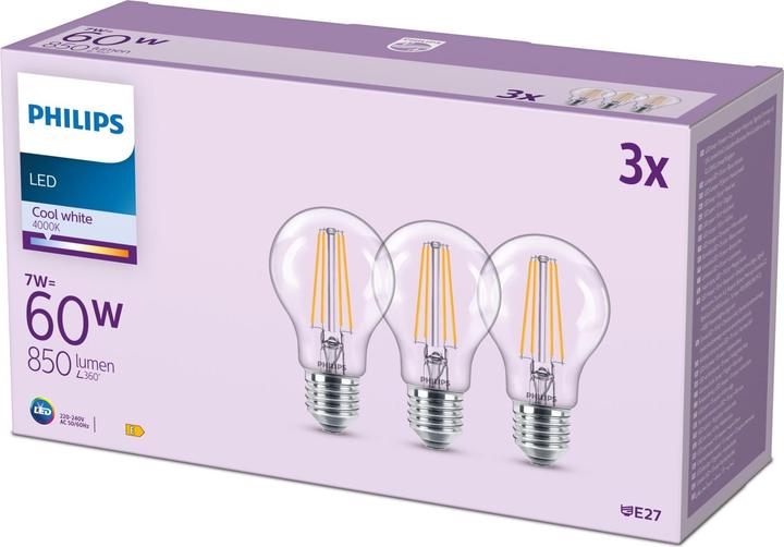 Actual product image Philips LED Classic (E27, 7 W, 850 lm, 3 x, E)