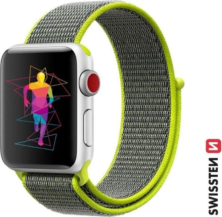 Immagine prodotto Swissten Fascia in nylon per Apple Watch 42/44/45/49 mm Verde lucido (Nylon)