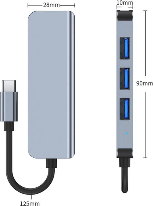Produktbild Ueli Express 4 in 1 USB-C zu USB 3.0 Hub Adapter (USB-C, 4 Ports)