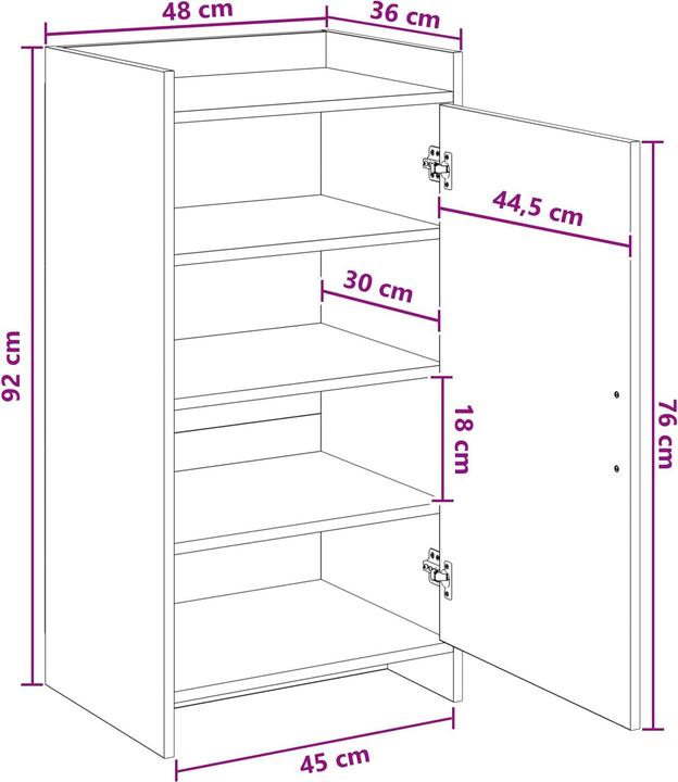 Produktbild vidaXL Schuhlagerung (36 x 48 x 92 cm)
