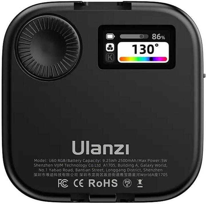Produktbild Ulanzi U60 RGB Pocket light with U mount Black (Videoleuchte)