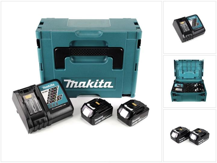 2x Makita BL1850B 5.0 Ah accu ( 197280-8 ), 1x Makita DC18RC oplader ( 195584-2 ), 1x Makpac 2 met universeel inzetstuk