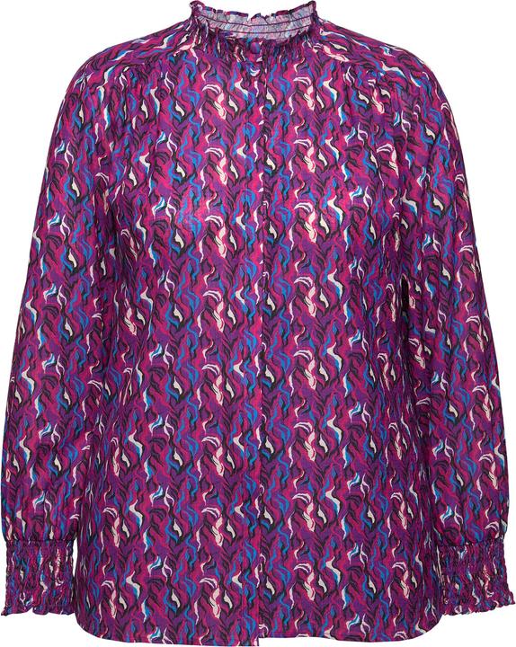 Produktbild Ulla Popken Bluse, Smok-Details, A-Linie, Stehkragen, Langarm (62)