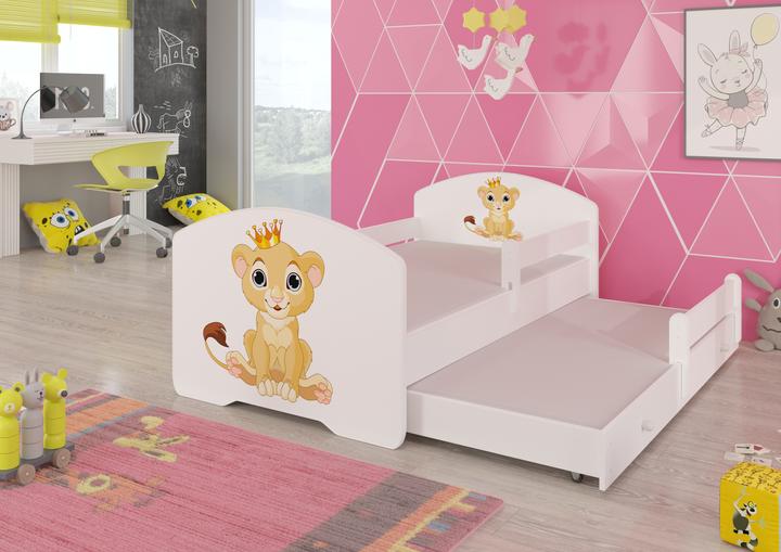Produktbild ADRK Furniture Doppelbett mit Geländer und Matratzen PEPE II LION 160x80 (160 x 80 cm)