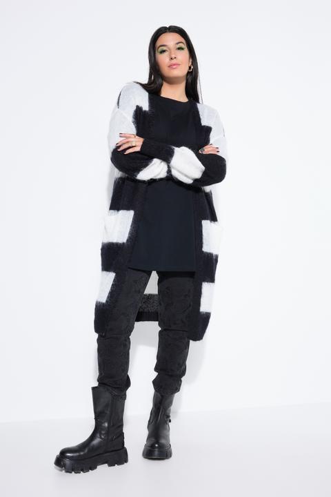 Produktbild Studio Untold Long-Strickjacke, offene Form, Blockstreifen (58)