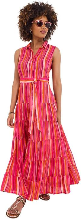 Actual product image Joe Browns Petite Striped Sleeveless Button Through Maxi Shirt Dress (44)