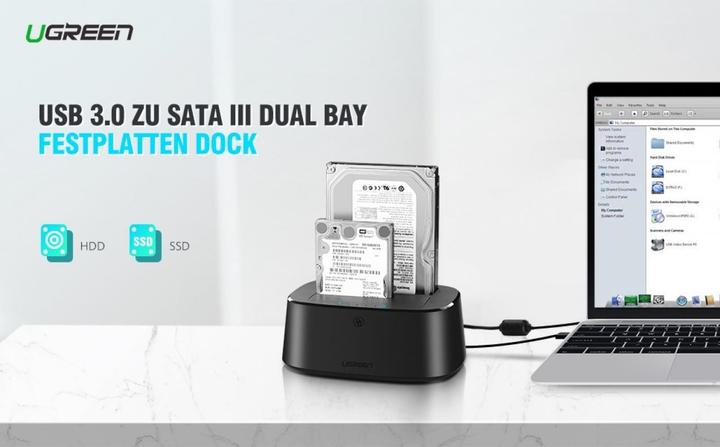 Produktbild Ugreen SATA Hard Drive Docking Station für 2.5" und 3.5" SSD HDD