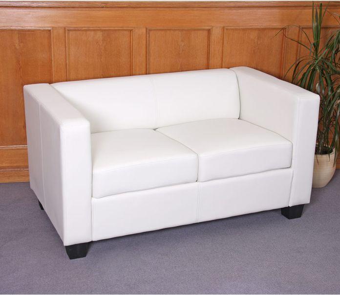 Produktbild Mendler 3-2-1 Sofagarnitur Couchgarnitur Loungesofa Lille Kunstleder, weiss (2-Sitzer, 3-Sitzer)