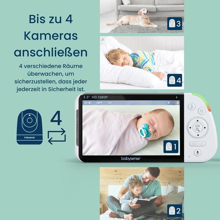 Produktbild Babysense Europe Babyphone MaxView-2CAM mit 2 Kameras (Babyphone mit Kamera)