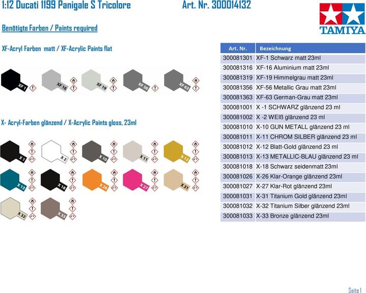 Actual product image Tamiya Motorcycle model 1:12 Ducati 1199 Panigale S Tricolore
