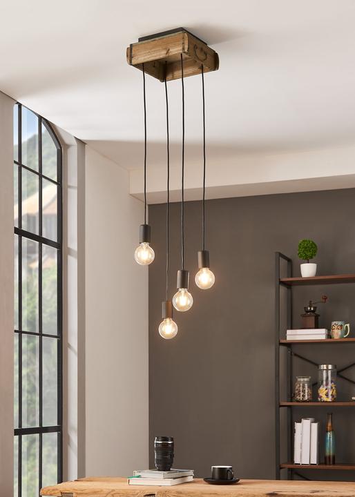Actual product image EGLO Pendant lamp WOOTTON 4x E27 Brown / Black (E27)