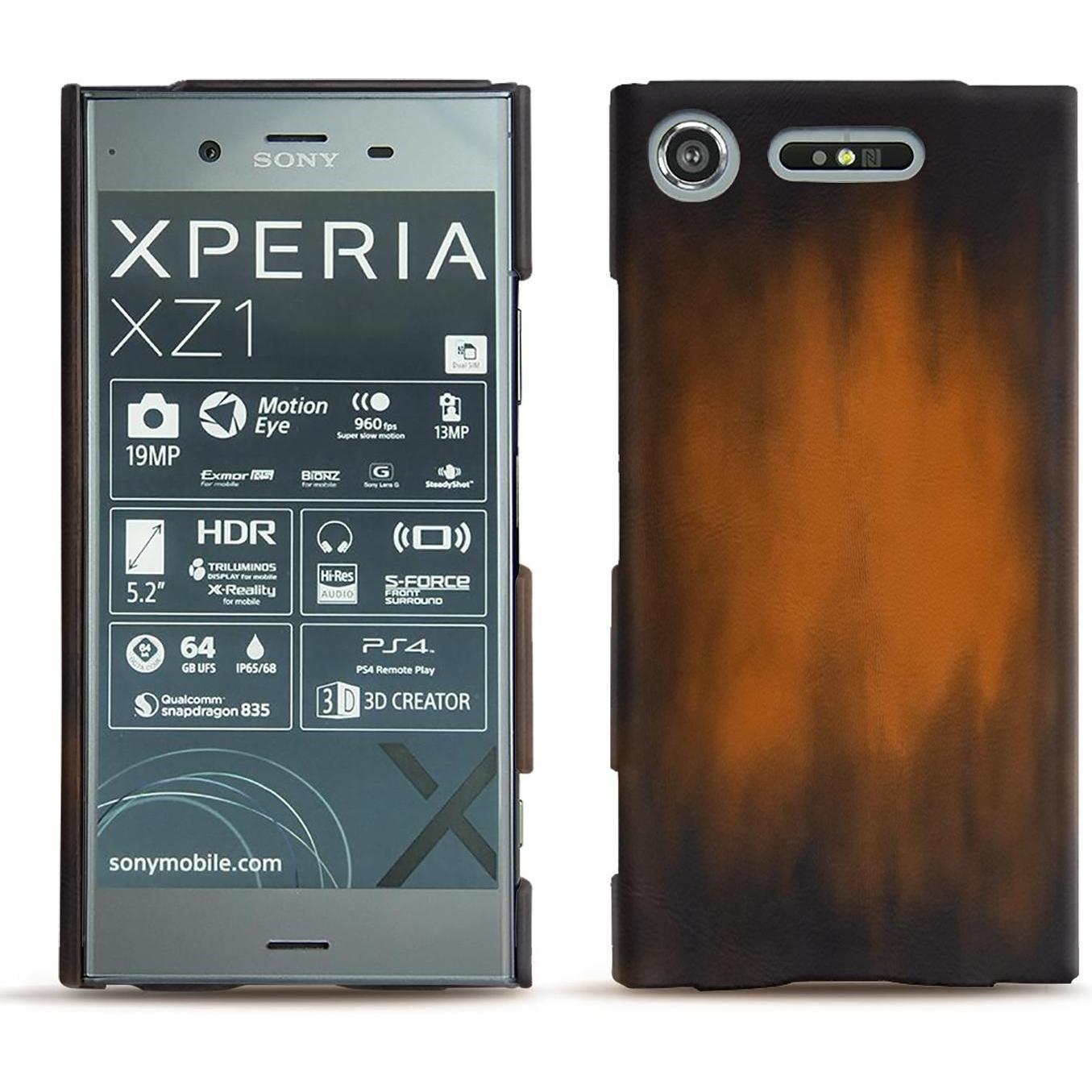 Thumbnail - Noreve Lederschutzhülle (Sony Xperia XZ1), Smartphone Hülle, Braun