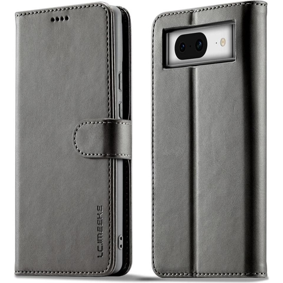 LC.Imeeke Google Pixel 8 - Leder Etui Hülle schwarz (Google Pixel 8), Smartphone Hülle, Schwarz