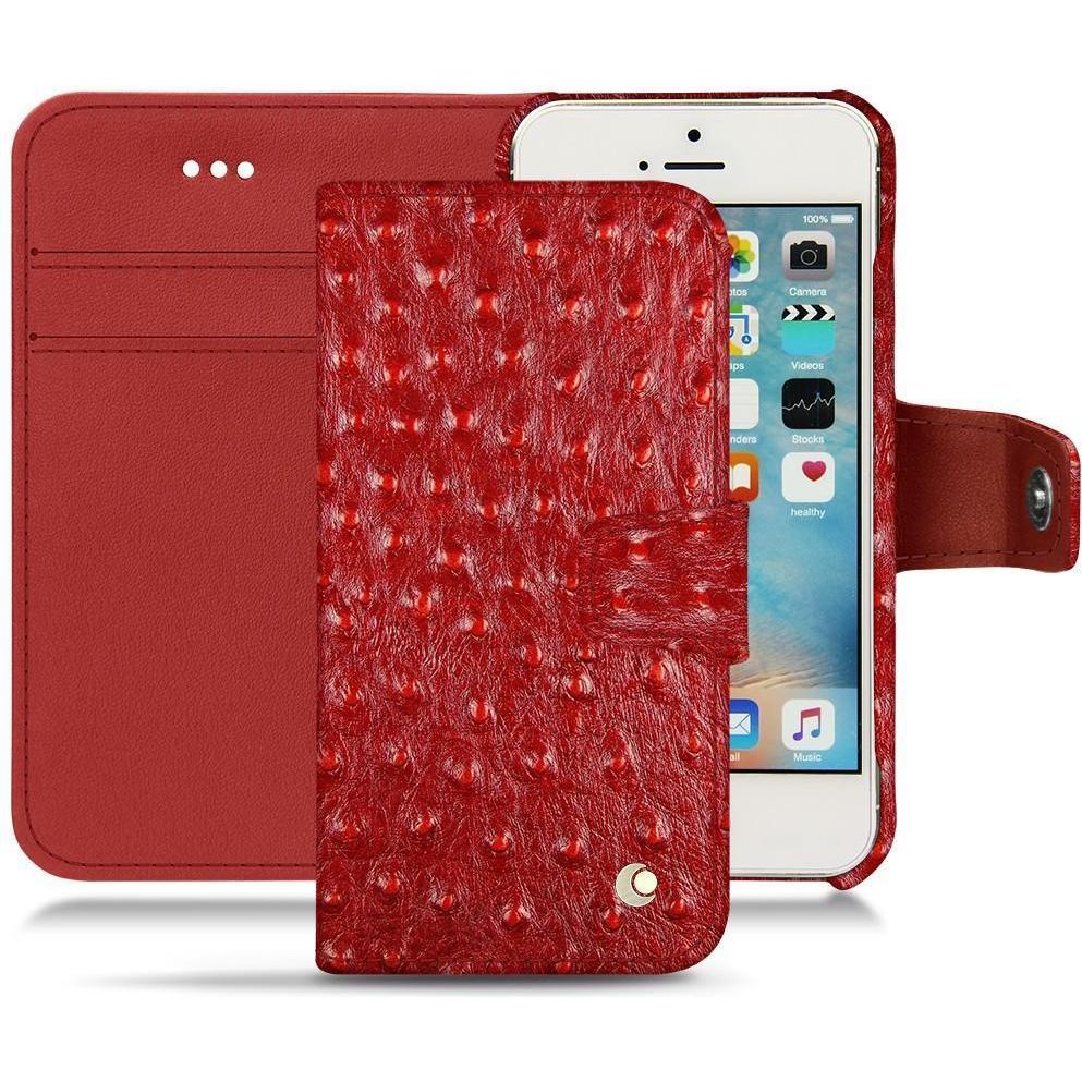 Noreve Lederschutzhülle Wallet (Apple iPhone SE), Smartphone Hülle, Rot