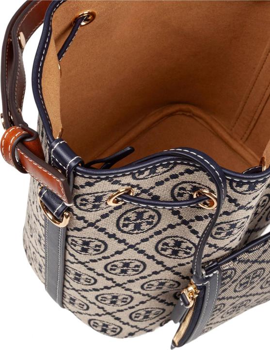 Produktbild Tory Burch monogram case bucket bag with jacquard pattern blue