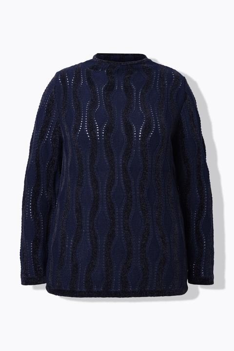 Produktbild Ulla Popken Pullover, Chenillemuster, Stehkragen, Langarm (54)