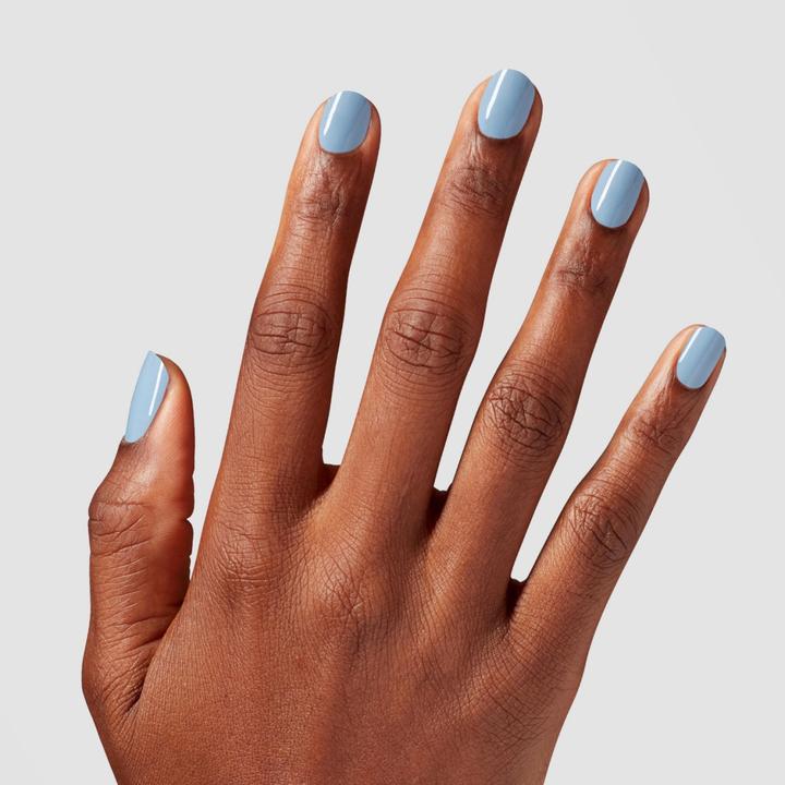 Actual product image OPI Nail Lacquer Baggy Jean Baby Opaque Cool Blue Gray Chip Resistant (NLF036 Baggy Jean Baby, Colour paint)