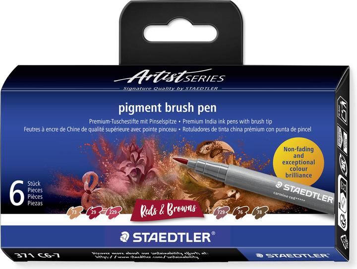 Actual product image Staedtler Fibre-tip pens Pigment Arts Brush Pen Reds & Browns (6x)