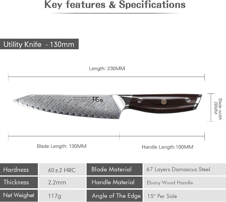 Produktbild Turwho 5 Zoll Damastmesser (13 cm)