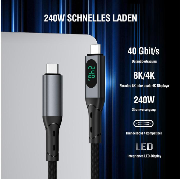 Actual product image 4smarts USB C — USB C (1.50 m, USB 4, 240 W)