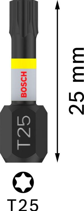 Actual product image Bosch Professional Zubehör PRO Torx Impact Bit, T25, 25 mm, 2 pcs.