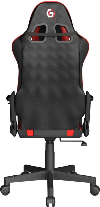 Actual product image Gembird Gaming chair SCORPION juodas mesh red skin accents