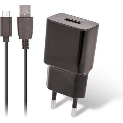 Maxlife MXTC-01 Ladegerät 1x USB 1A schwarz + microUSB-Kabel, USB Ladegerät, Schwarz