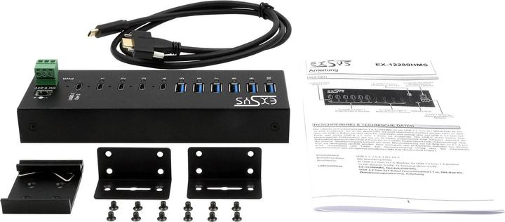 Produktbild Exsys Industrial USB 3.2 Gen 2x1 Hub 10-Port (USB-C, 10 Ports)