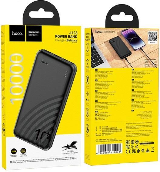 Actual product image Hoco J123 Powerbank 10 000 mAh Schwarz (10000 mAh, 37 Wh)