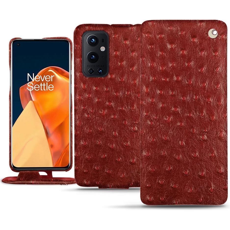 Noreve Lederschutzhülle vertikal (OnePlus 9 Pro), Smartphone Hülle, Rot