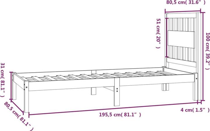Image du produit vidaXL Bettgestell (75 x 190 cm)