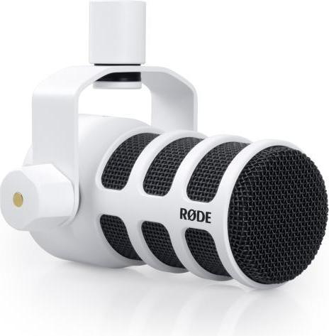 Produktbild RØDE Podmic Podcast-Mikrofon Weiss mit XLR-Kabel