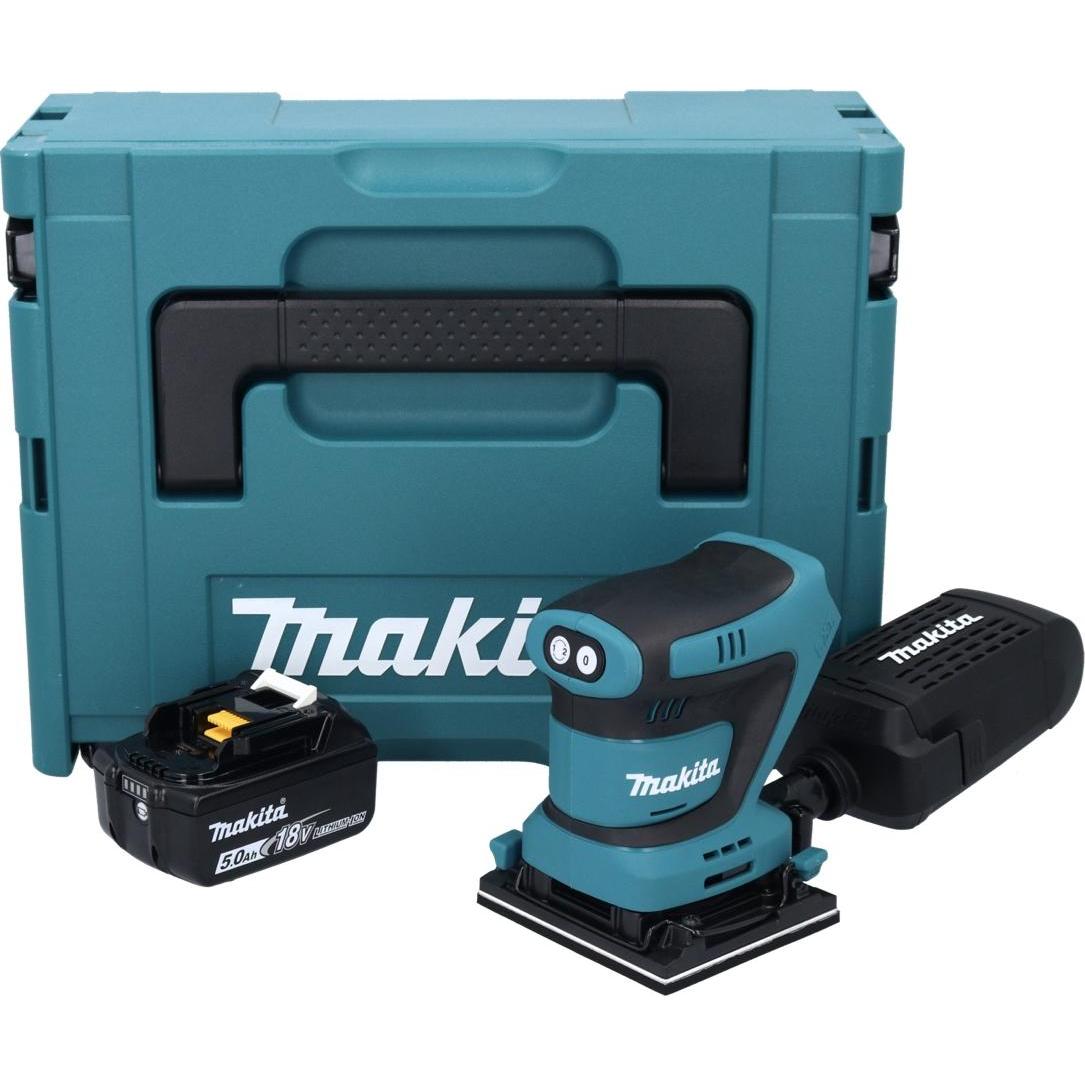 Thumbnail - Makita, Schleifmaschine + Poliermaschine, DBO 481 T1J Akku Schwingschleifer 18 V 112 x 102 mm + 1x Akku 5,0 Ah + Makpac ...