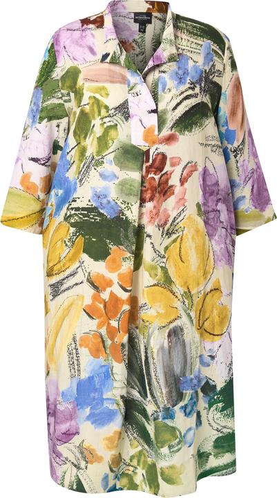 Produktbild Ulla Popken Leinenmx-Kleid, A-Linie, V-Ausschnitt, 3/4-Arm, Taschen (56)