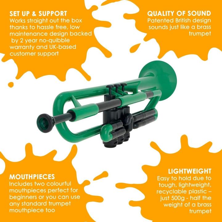 Produktbild pBoneMusic pTrumpet Green met hoes (Trompete)