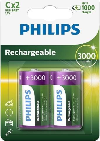 Produktbild ProPlus Philips Batterien C 3000 mAh 2 Stück im Blister (2 Stk., C, 3000 mAh)