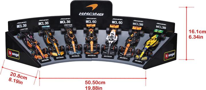 Produktbild Bburago F1 7er-Set Displaykurve McLaren 1/43