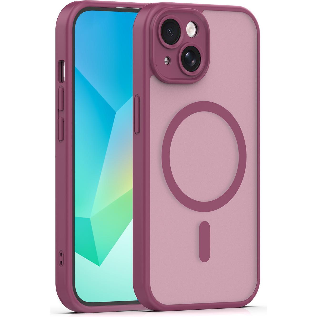 OEM Mag Matt case for iPhone 14 6,1" maroon (Apple iPhone 14), Cover smartphone, Rosso