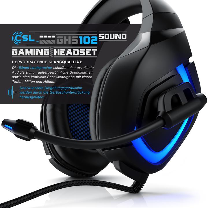 Actual product image CSL Gaming Headset, USB Headphones with Microphone for PC, PS4 / 4 Pro (Cable)