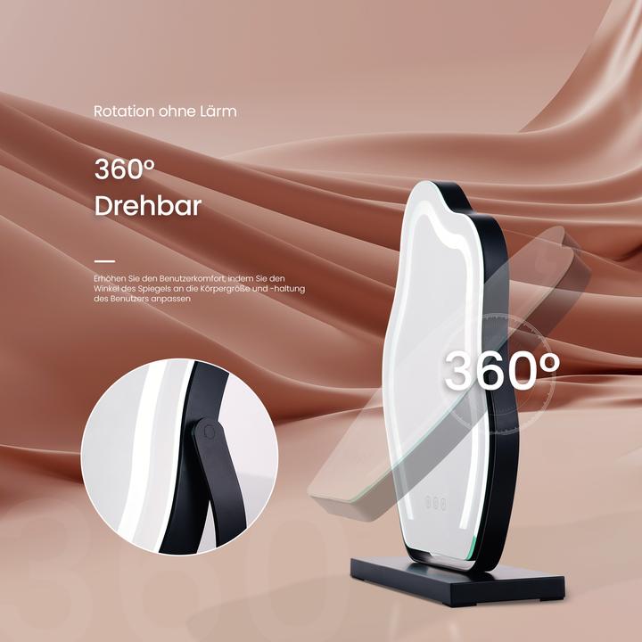 Produktbild Emke Wellen-Design Kosmetikspiegel mit Beleuchtung, 3 Farbtemperatur Licht, 58*45cm, Schwarz