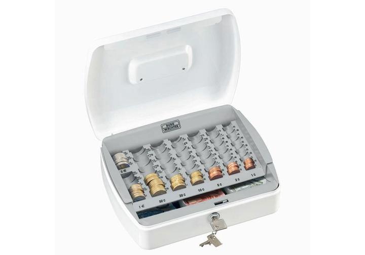 Actual product image Burg Wächter Cash box Office-Line W.255xH.75xD.200 mm white powder-coated steel incl. cylinder lock