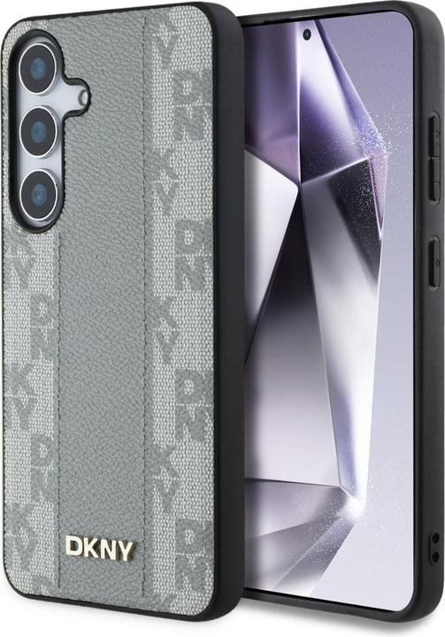 Produktbild DKNY Case Leather Checkered Pattern MagSafe for Samsung Galaxy S25 taupe (Samsung Galaxy S25)