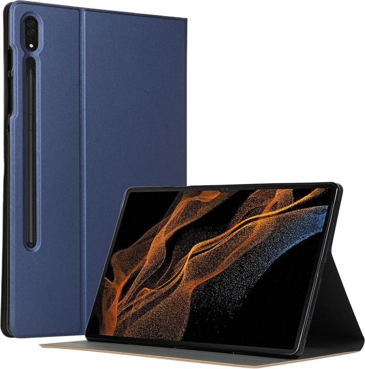 Productafbeelding Cover-Discount Galaxy Tab S8 Ultra - Drievoudige Smart Case donkerblauw (Galaxy Tab S8 Ultra)