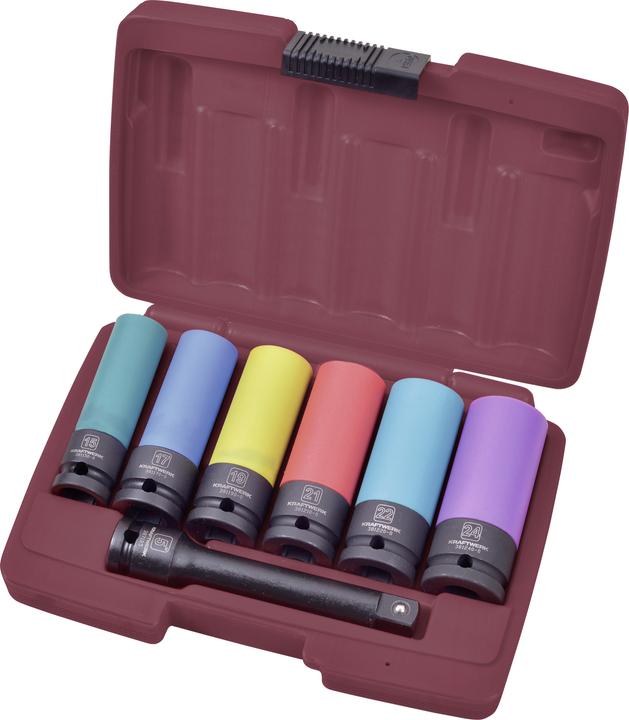 Kraftwerk Aluminium rims knock-in nut set 1/2 7 pieces (15 mm, 16 mm, 17 mm, 18 mm, 19 mm, 20 mm, 21 mm, 22 mm, 23 mm, 24 mm)