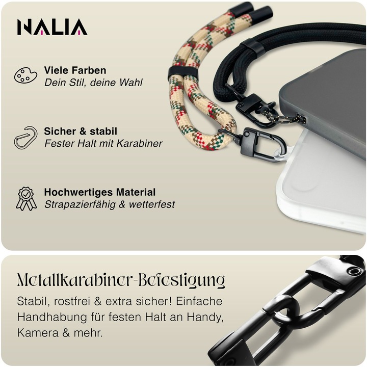 Image du produit Nalia Wristy Lanyard Handykette – Universal Trageband für Smartphones – Verstellbar, Soft & Elastisch