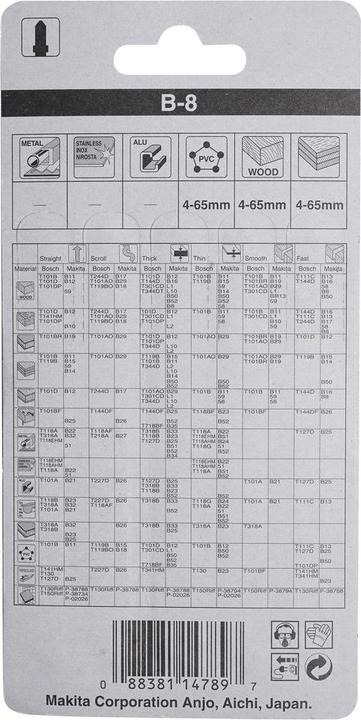 Nutritional values and ingredients Makita Jigsaw blade 75-8Z HCS