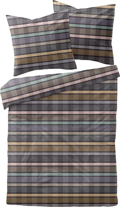 Produktbild Dormisette Mako-Satin Bettwäsche Streifen lila (Bettwäsche Set, 155x220 cm + 80x80 cm)