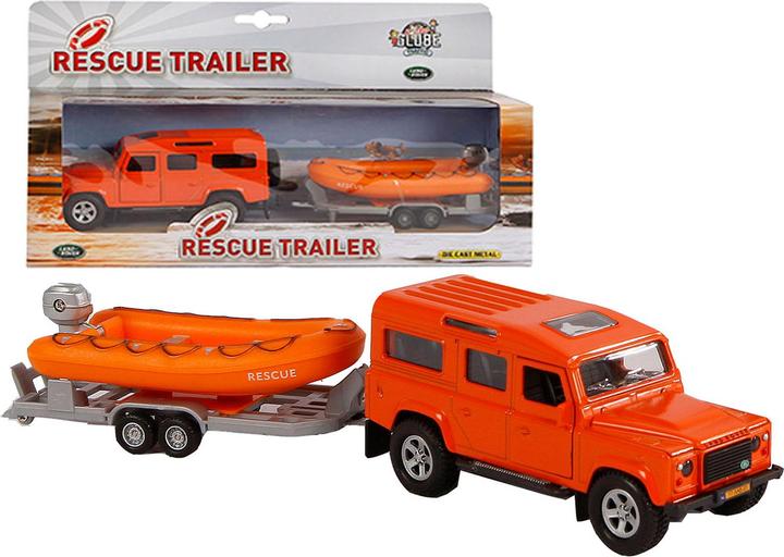 Kids Globe Traffic Die cast Land Rover with lifeboat