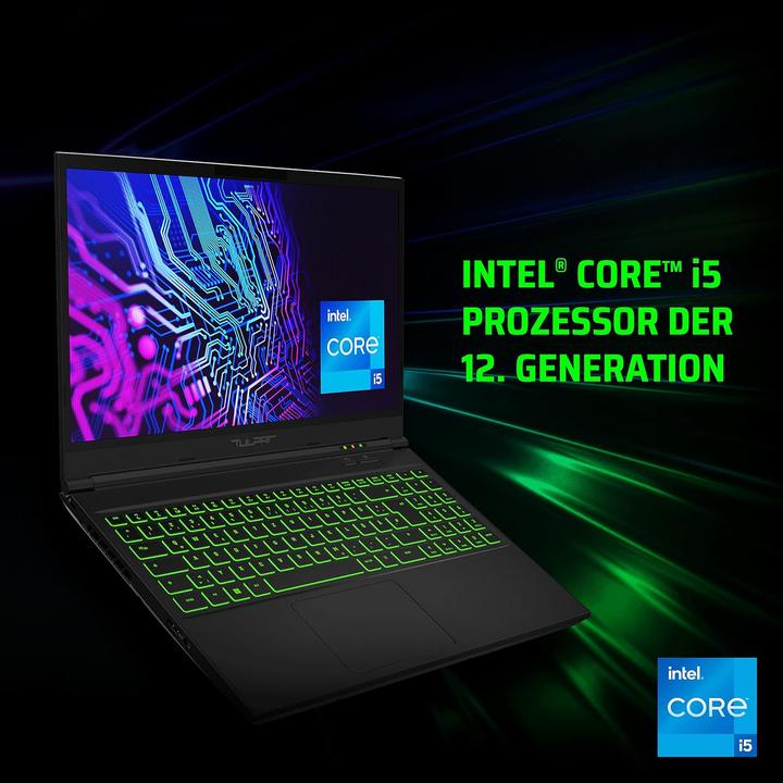 Immagine prodotto Tulpar Gaming Laptop A5 V19.2.9, 15,6" FHD 144Hz, Intel i5, RTX 3050Ti (15.60", 500 GB, 16 GB, DE, Intel Core i5-12500H)