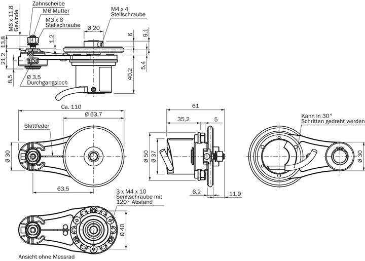 Image du produit Sick Mesure linéaire Codeur de mesure linéaire, 2000 ppr, signal HTL, type de roue de mesure